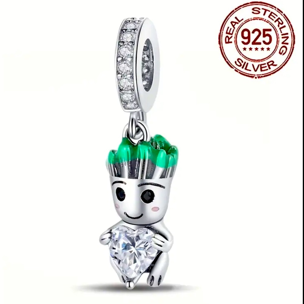 925 sterling silver BABY GROOT charm for bracelet or necklace NWT